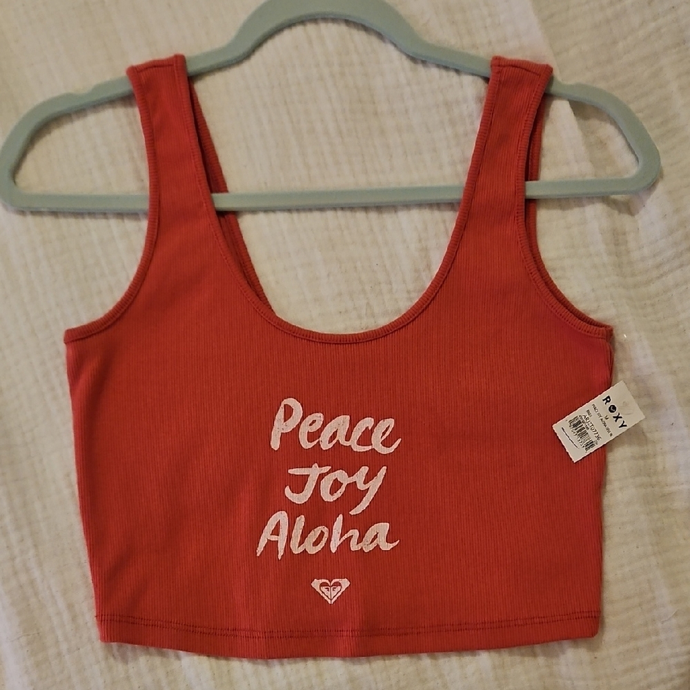 Roxy Coral Tank with Peace Joy Aloha Design